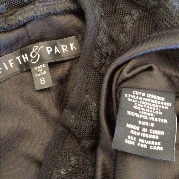 Fifth & Park Womens Black Sleeveless Lace Panel Crinkle Shift Dress Size 8 - Picture 5 of 5